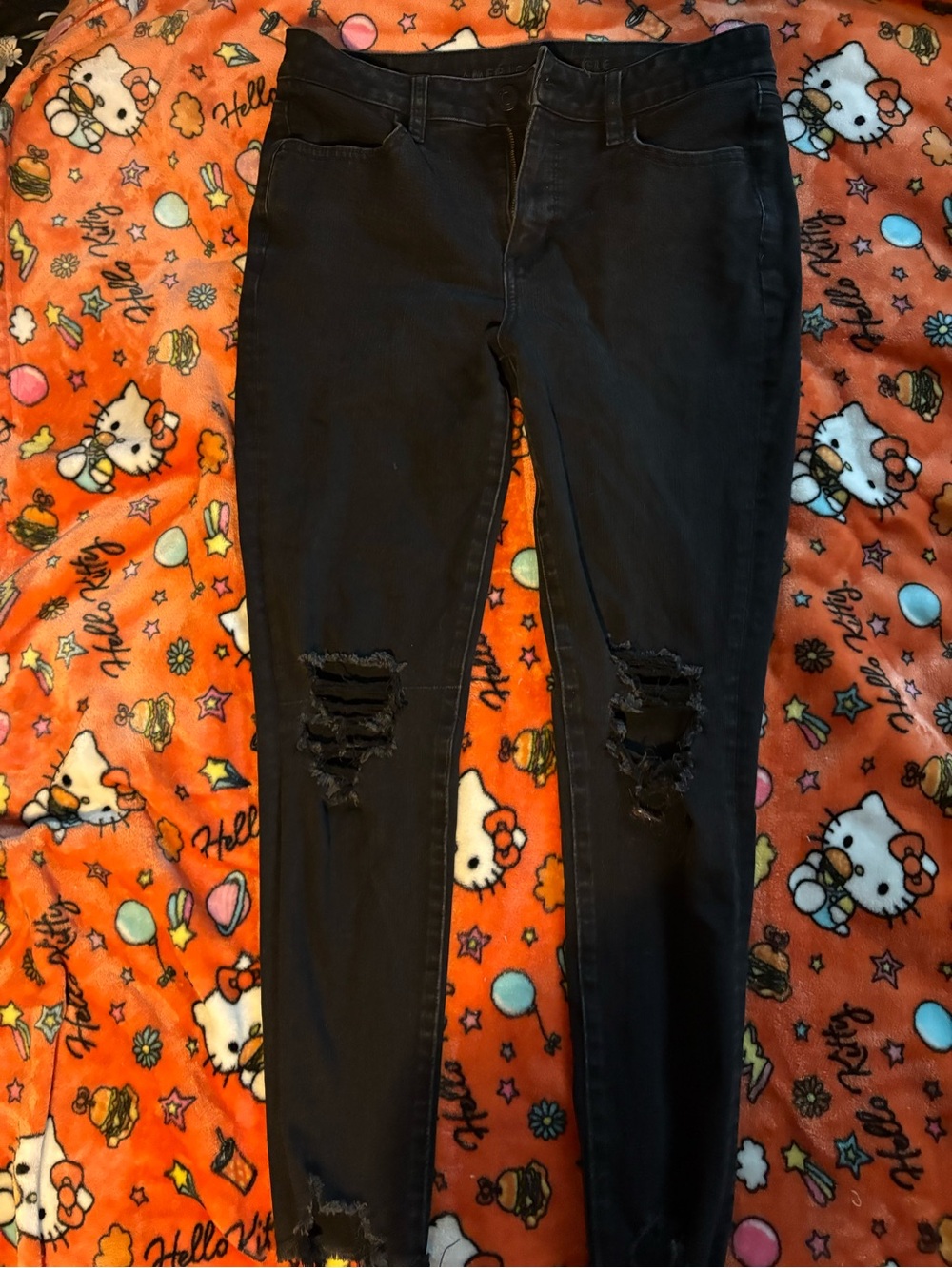 American Eagle Outfitters Black Distressed Skinny Jeans